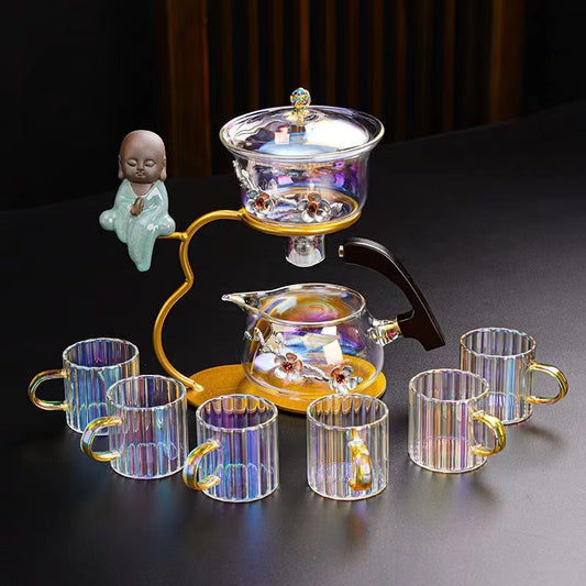 Zen golden dazzling plum blossom lazy glass tea set Kung Fu tea set