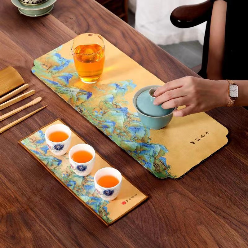 New Chinese style small tea mat dry tea towel pad kung fu tea set accessories