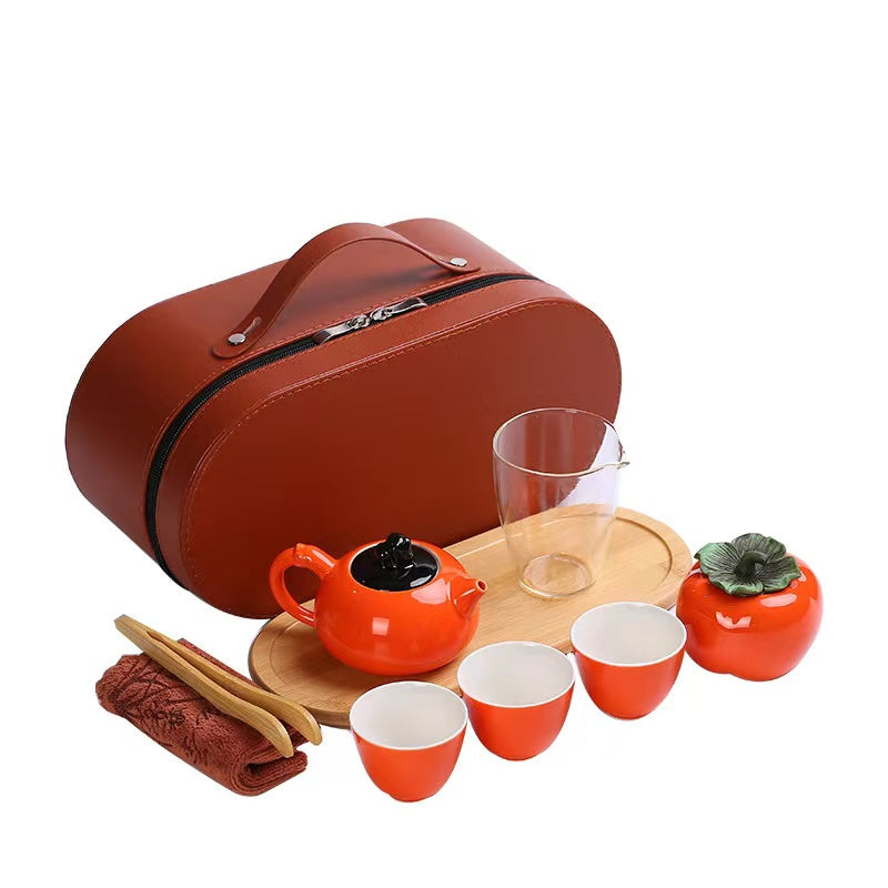 Persimmon-shaped Quick Cup Kung Fu Tea Set High-grade Ceramic Tea Set