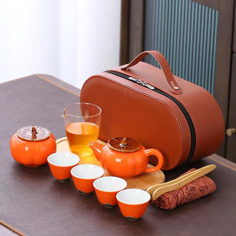 Persimmon-shaped Quick Cup Kung Fu Tea Set High-grade Ceramic Tea Set