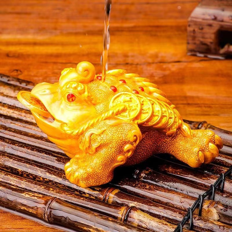 Jinchan color-changing tea pet decoration Zen tea set