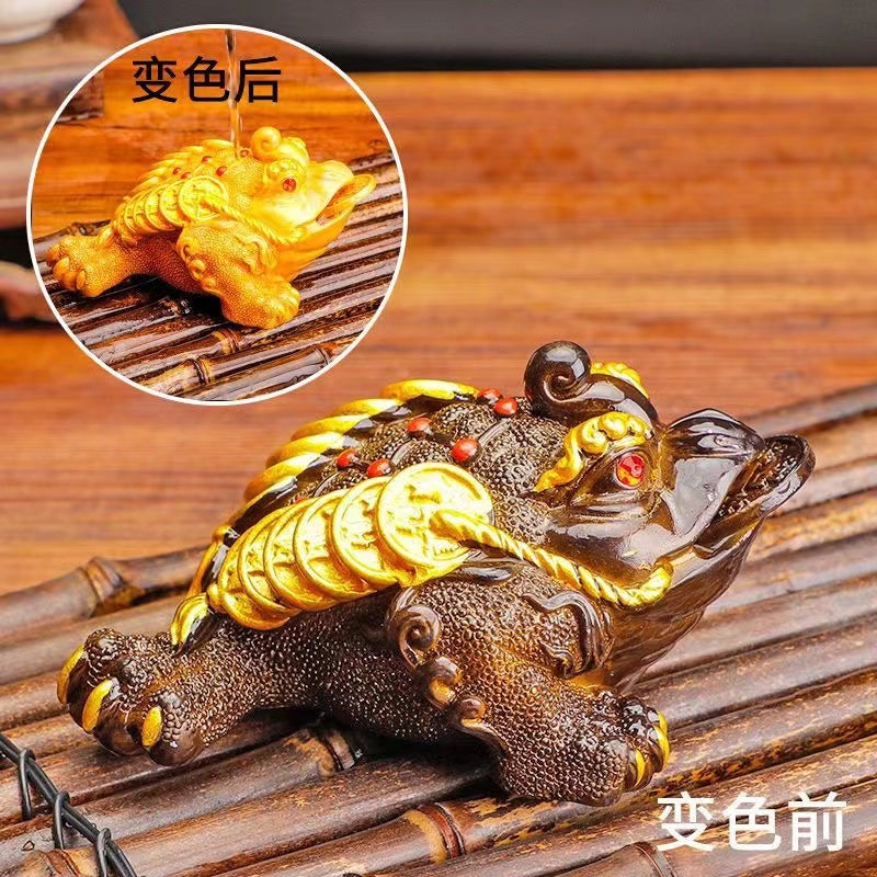 Jinchan color-changing tea pet decoration Zen tea set