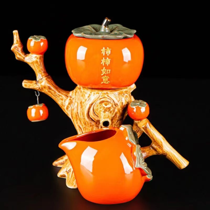 Everything goes well means persimmon automatic tea set lazy tea maker high-end teapot teacup