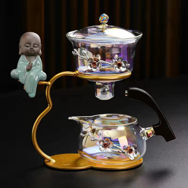 Zen golden dazzling plum blossom lazy glass tea set Kung Fu tea set